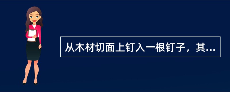 从木材切面上钉入一根钉子，其握钉力最小是（）。