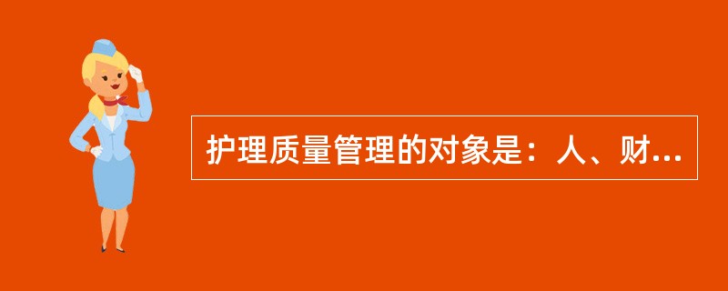 护理质量管理的对象是：人、财、物、时间、信息。这五个基本要素是构成护理质量的基础