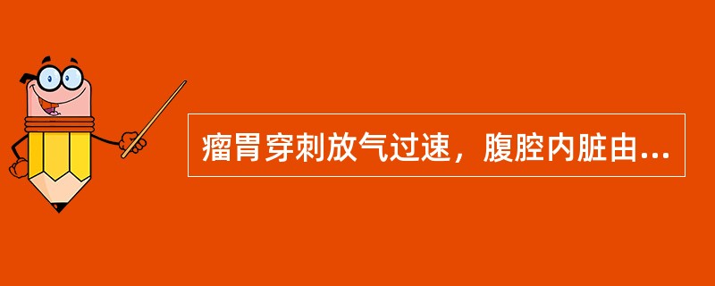 瘤胃穿刺放气过速，腹腔内脏由充血转变为缺血。