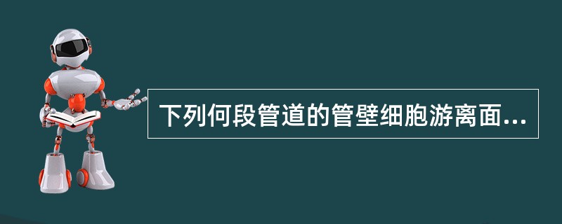 下列何段管道的管壁细胞游离面有微绒毛形成刷状缘。（）