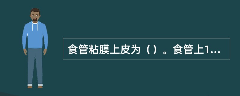 食管粘膜上皮为（）。食管上1/3段为（）肌，中1/3段为（）肌，下1/3段为（）