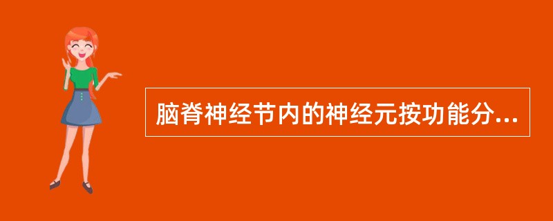 脑脊神经节内的神经元按功能分类为（），按突起分类为（），神经元胞体周围有（）围绕