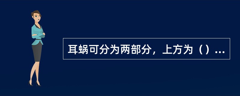 耳蜗可分为两部分，上方为（），下方为（），这两者之间的三角形管道是（）。