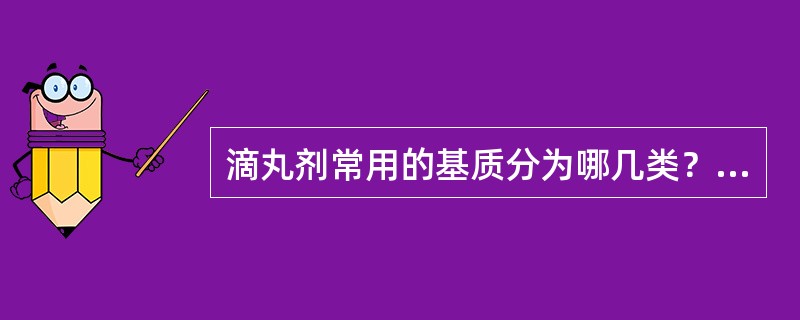 滴丸剂常用的基质分为哪几类？请举例说明。