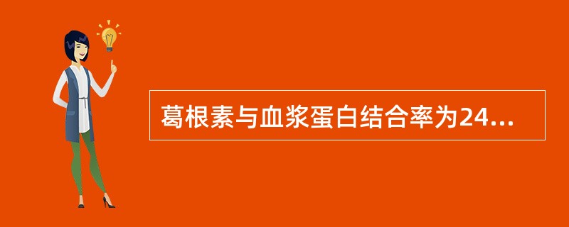 葛根素与血浆蛋白结合率为24%，黄豆苷元与血浆蛋白结合率为42%，因此前者比后者