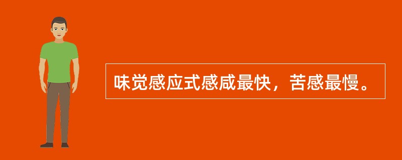 味觉感应式感咸最快，苦感最慢。