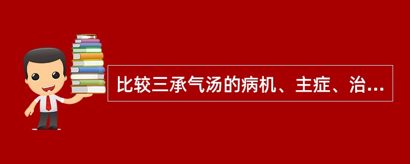 比较三承气汤的病机、主症、治法与方药组成。