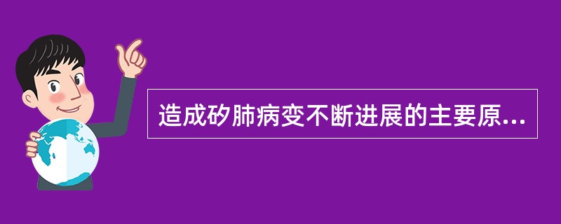 造成矽肺病变不断进展的主要原因是（）。