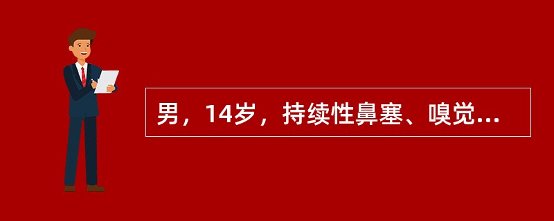 男，14岁，持续性鼻塞、嗅觉减退，流脓涕数年，CT检查如图，最可能的诊断为()