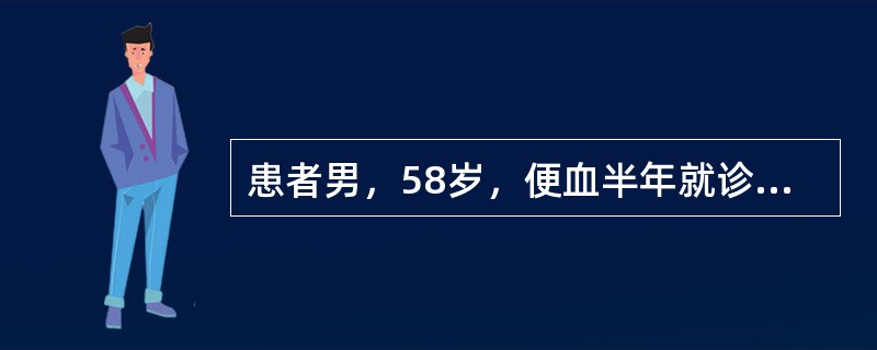 患者男，58岁，便血半年就诊。血色鲜红，伴便后肿物脱出，舌红，苔白，脉浮数。经检