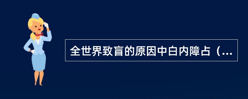 全世界致盲的原因中白内障占（）。