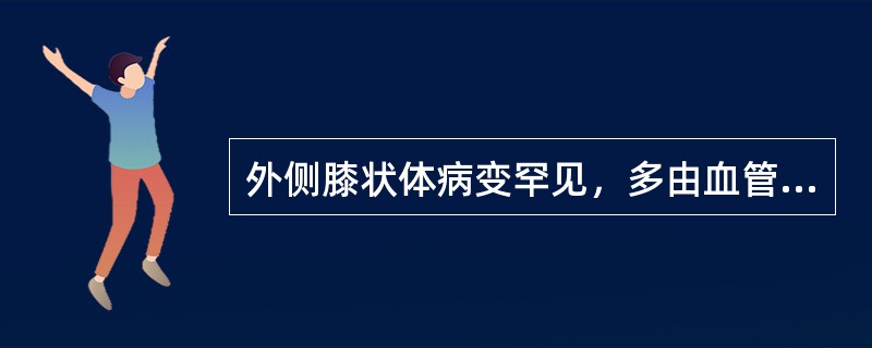 外侧膝状体病变罕见，多由血管性病变所致。