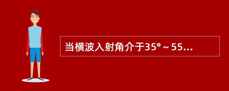 当横波入射角介于35°～55°间，钢/空气界面端角反射率为（）。