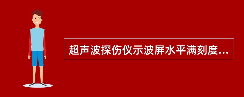 超声波探伤仪示波屏水平满刻度代表横波声程250mm，用0°探头发现钢轨内有一缺陷