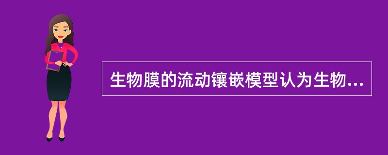 生物膜的流动镶嵌模型认为生物膜是（）①以磷脂双分子层为基本骨架②蛋白质-脂质-蛋