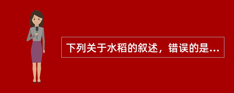 下列关于水稻的叙述，错误的是（）