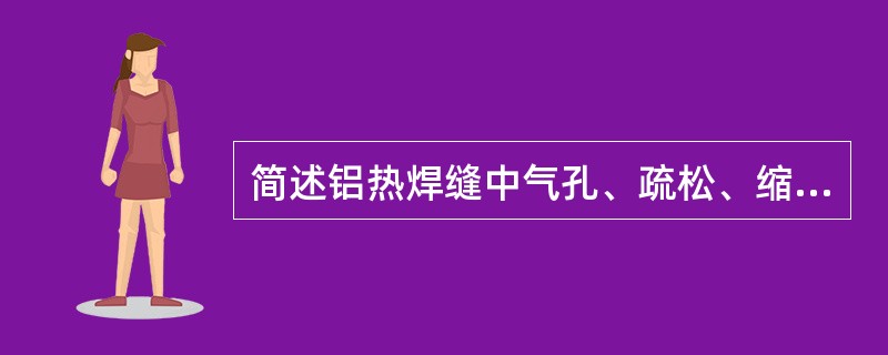 简述铝热焊缝中气孔、疏松、缩孔和未焊透缺陷的特征。