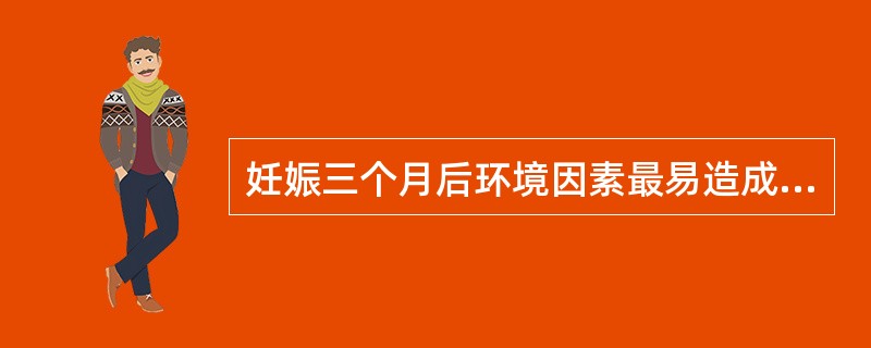 妊娠三个月后环境因素最易造成胎儿畸形。