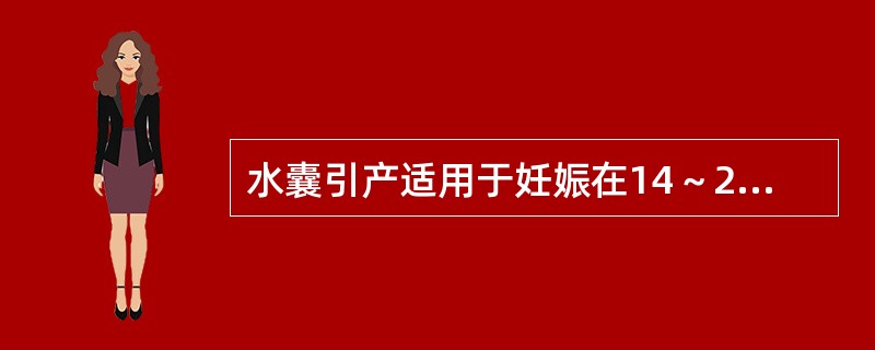 水囊引产适用于妊娠在14～24周内而无禁忌症者。
