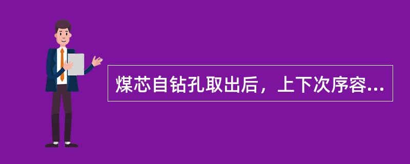 煤芯自钻孔取出后，上下次序容易颠倒，要及时按上下顺序依次放入岩心箱内，断口互相衔