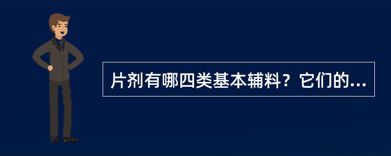 片剂有哪四类基本辅料？它们的主要作用是什么？