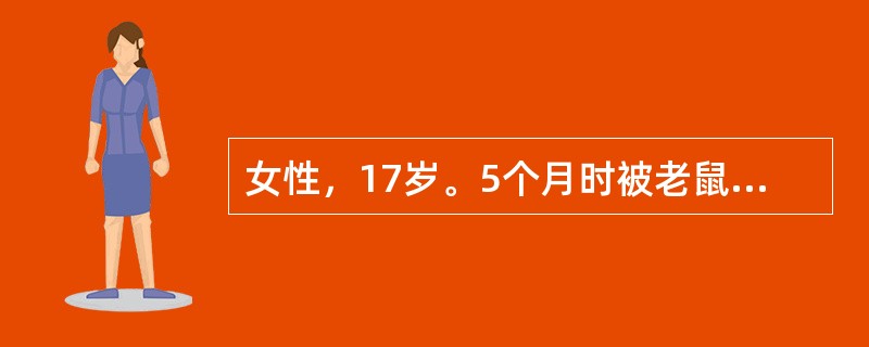 女性，17岁。5个月时被老鼠咬伤鼻部，导致鼻半侧缺损已超过中线及鼻尖。预行修复首