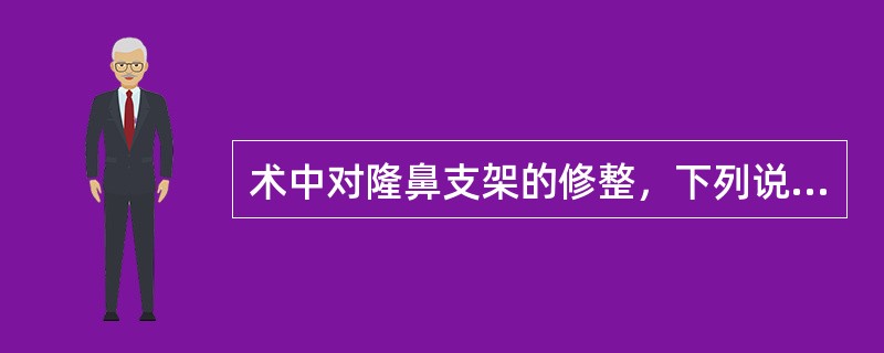 术中对隆鼻支架的修整，下列说法不正确的是（）。