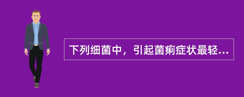 下列细菌中，引起菌痢症状最轻的是（）