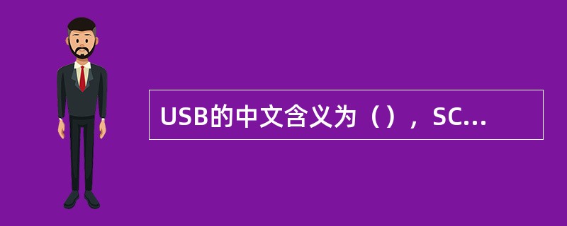 USB的中文含义为（），SCSI的中文含义为（）。