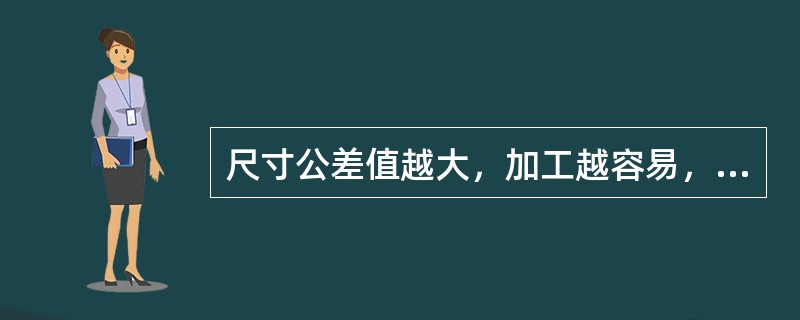 尺寸公差值越大，加工越容易，公差值越小，加工越困难。