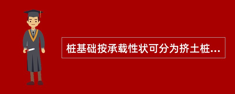 桩基础按承载性状可分为挤土桩和摩擦型桩。