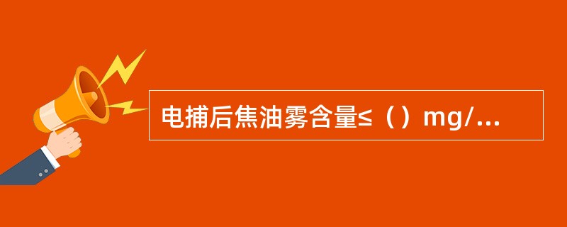 电捕后焦油雾含量≤（）mg/Nm3。煤气含氧量≤（），电捕绝缘箱温度（）