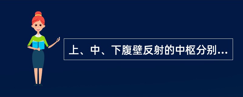 上、中、下腹壁反射的中枢分别位于（）、（）、（），双侧上、中、下腹壁反射均消失见