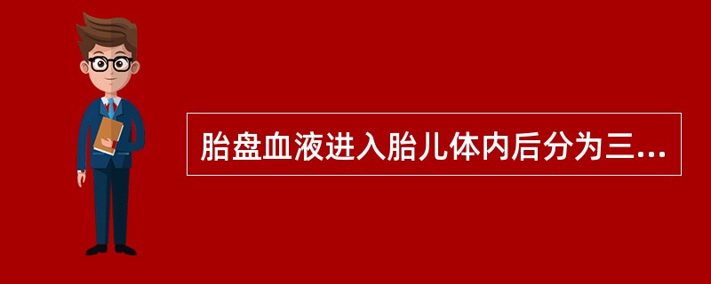 胎盘血液进入胎儿体内后分为三支：一支（），一支（），另一支（）。