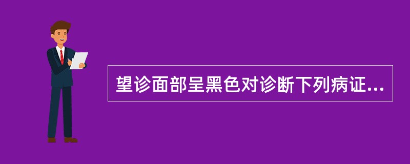 望诊面部呈黑色对诊断下列病证，最有意义的是（）