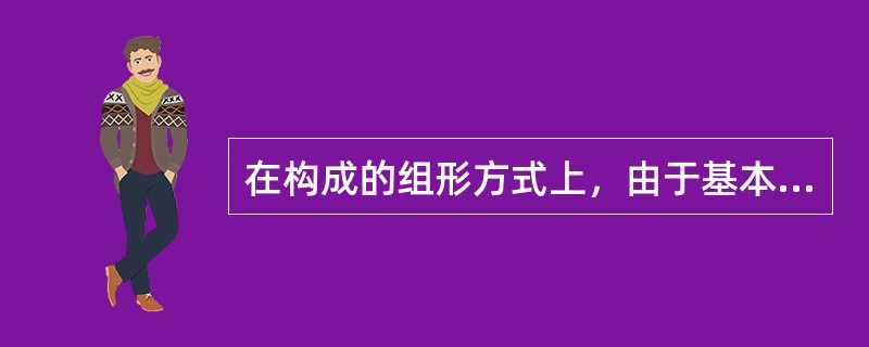 在构成的组形方式上，由于基本形的组合，产生了形与形之间的分离、接触、覆叠等（）种