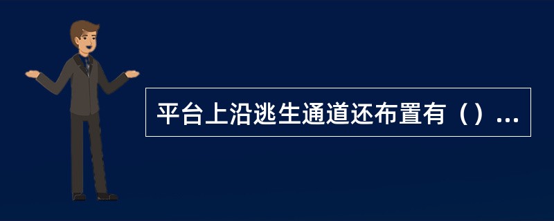 平台上沿逃生通道还布置有（）的指示标牌，箭头方向为（）。