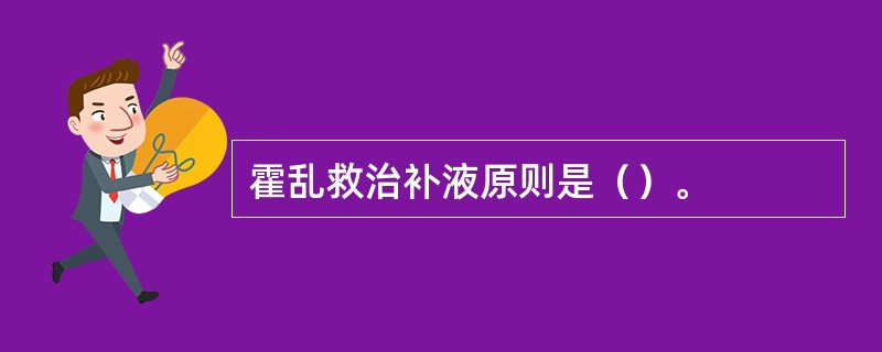 霍乱救治补液原则是（）。