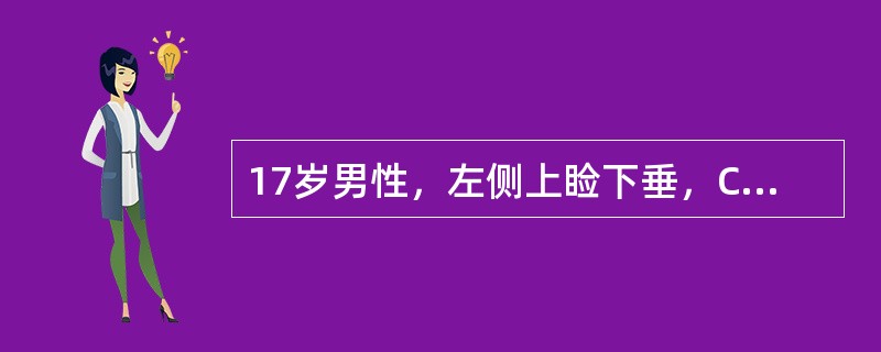17岁男性，左侧上睑下垂，CT检查如图所示，请选择正确的描述或诊断（）