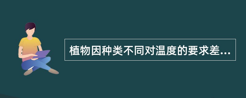 植物因种类不同对温度的要求差异很大，热带植物在（）左右开始生长。