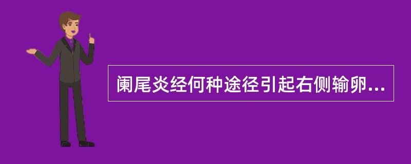 阑尾炎经何种途径引起右侧输卵管炎？（）