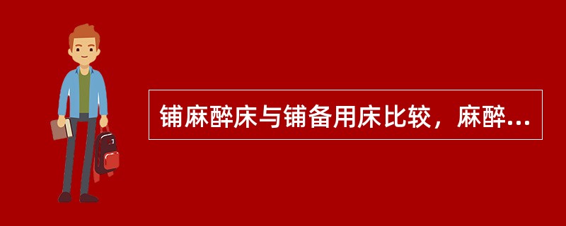 铺麻醉床与铺备用床比较，麻醉床的不同点是()
