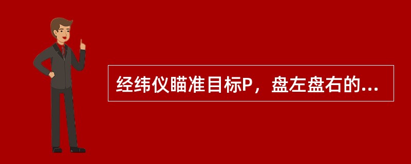 经纬仪瞄准目标P，盘左盘右的竖盘读数分别为81°47′24″和278°12′24