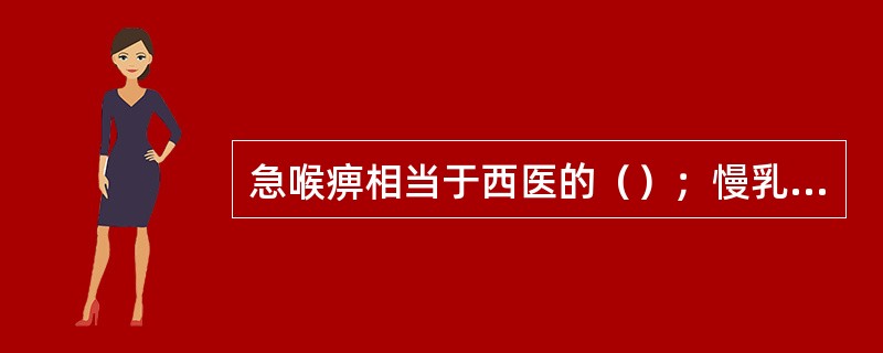 急喉痹相当于西医的（）；慢乳蛾相当于西医的（）