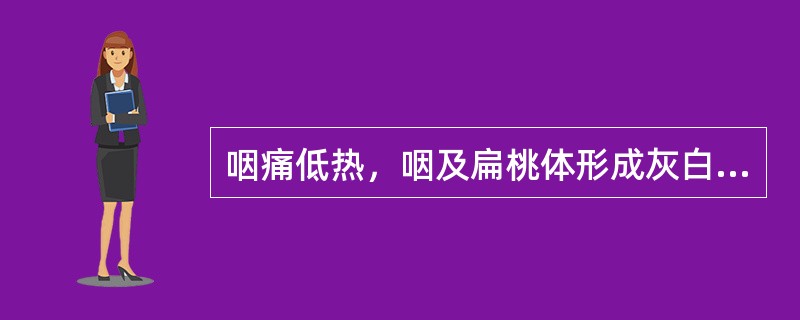 咽痛低热，咽及扁桃体形成灰白色脓膜，不易拭去，应考虑为（）