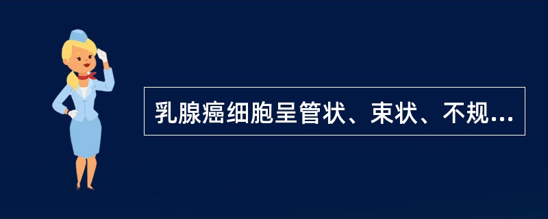 乳腺癌细胞呈管状、束状、不规则团块状排列，实质与间质比例相当，称为：（）