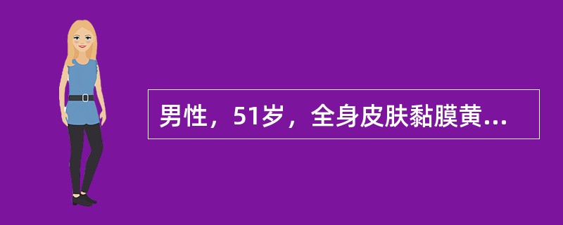 男性，51岁，全身皮肤黏膜黄染2个月。无出血倾向。Hb60g／L，网织红细胞15