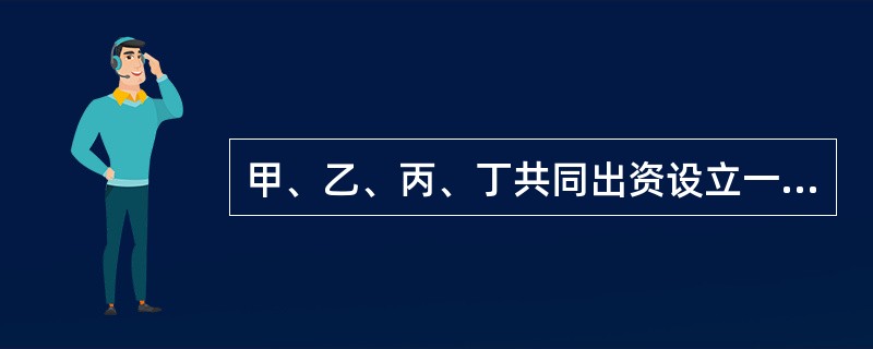 甲、乙、丙、丁共同出资设立一个有限责任公司，四人均以25万元的货币出资。公司章程