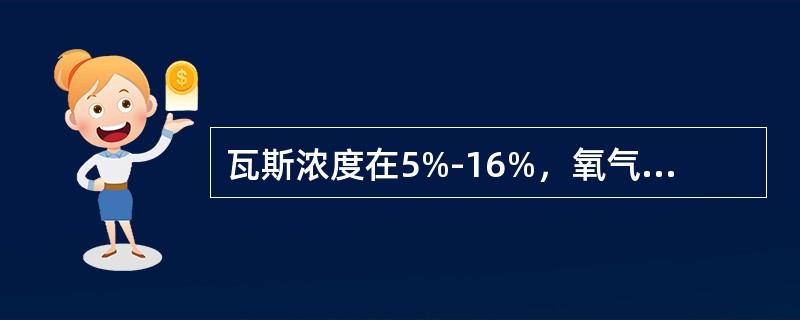 瓦斯浓度在5%-16%，氧气含量大于12%时，瓦斯遇到炎源会发生爆炸。当瓦斯浓度