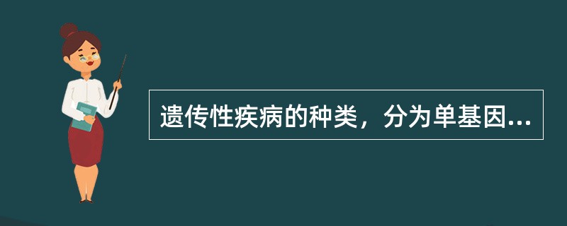 遗传性疾病的种类，分为单基因遗传病，多基因遗传病和染色体疾病。